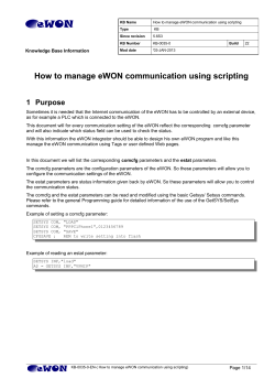 How to manage eWON communication using scripting 1 Purpose