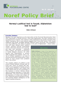 Noref Policy Brief Norway’s political test in Faryab, Afghanistan: how to lead?