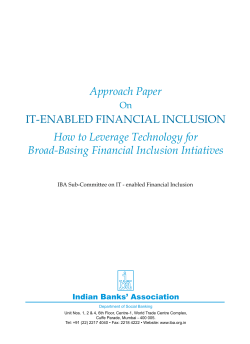 Approach Paper How to Leverage Technology for Broad-Basing Financial Inclusion Intiatives