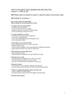 HOW TO GO ABOUT DATA GENERATION AND ANALYSIS (Lecture 11, 2009_03_08)