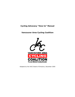 Cycling Advocacy “How-to” Manual Vancouver Area Cycling Coalition