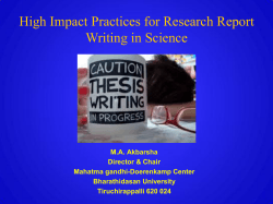 High Impact Practices for Research Report Writing in Science