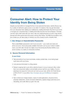 Consumer Alert: How to Protect Your Identity from Being Stolen  Consumer Guides