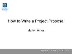 How to Write a Project Proposal Martyn Amos
