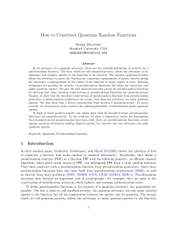 How to Construct Quantum Random Functions Mark Zhandry Stanford University, USA
