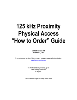 125 kHz Proximity Physical Access “How to Order” Guide