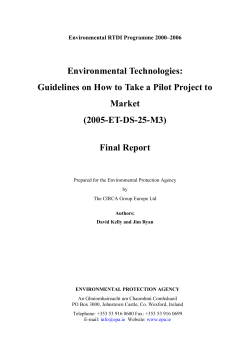 Environmental Technologies: Guidelines on How to Take a Pilot Project to Market (2005-ET-DS-25-M3)