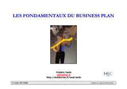 LES FONDAMENTAUX DU BUSINESS PLAN Frédéric Iselin
