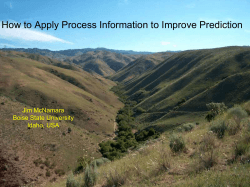 How to Apply Process Information to Improve Prediction Jim McNamara Idaho, USA
