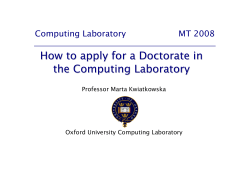 How to apply for a Doctorate in the Computing Laboratory