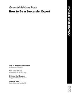 How to be a Successful Expert CONCURRENT SESSION Financial Advisors Track