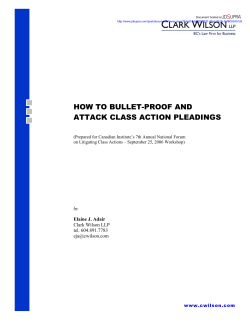 HOW TO BULLET-PROOF AND ATTACK CLASS ACTION PLEADINGS