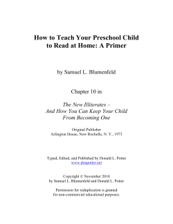 How to Teach Your Preschool Child  by Samuel L. Blumenfeld
