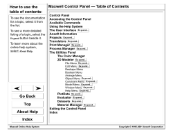 Maxwell Control Panel — Table of Contents How to use the