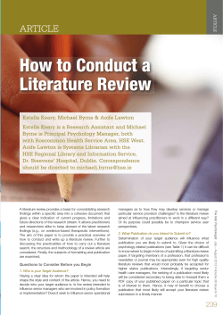 How to Conduct a Literature Review ARTICLE