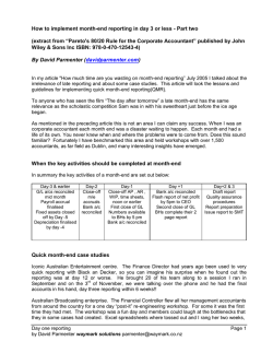 How to implement month-end reporting in day 3 or less -... (extract from &ldquo;Pareto's 80/20 Rule for the Corporate Accountant&rdquo; published...
