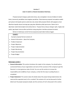 Handout 7 HOW TO WRITE A PROJECT/BUSINESS PROPOSAL