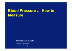 Blood Pressure … How to M Measure Ahmed Khashaba, MD