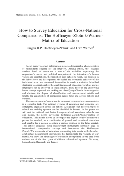 How to Survey Education for Cross-National Comparisons: The Hoffmeyer-Zlotnik/Warner- Matrix of Education