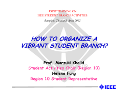HOW TO ORGANIZE A VIBRANT STUDENT BRANCH? Prof. Marzuki Khalid Helene Fung
