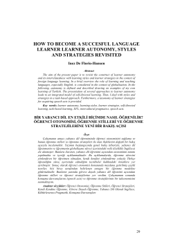 HOW TO BECOME A SUCCESFUL LANGUAGE LEARNER LEARNER AUTONOMY, STYLES