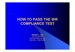HOW TO PASS THE BIR COMPLIANCE TEST ROGER C. LEE