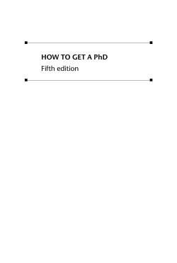 HOW TO GET A PhD Fifth edition I