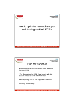 How to optimise research support and funding via the UKCRN