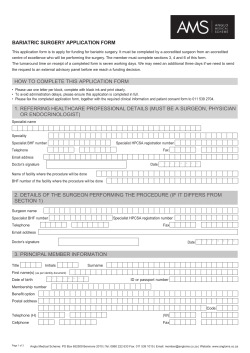 BARIATRIC SURGERY APPLICATION FORM
