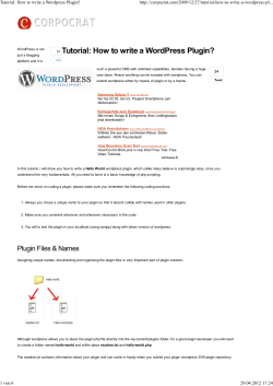 Tutorial: How to write a Wordpress Plugin?