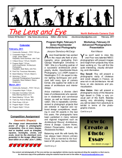 The Lens and Eye North Bethesda Camera Club Calendar Program Night, February 9