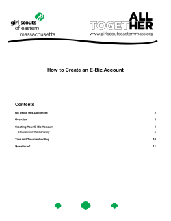 How to Create an E-Biz Account Contents