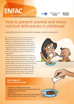 ENFAC I How to prevent anemia and micro- nutrient deficiencies in childhood