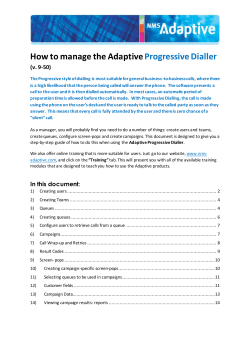 How to manage the Adaptive Progressive Dialler  (v. 9-50)