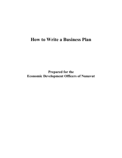 How to Write a Business Plan Prepared for the