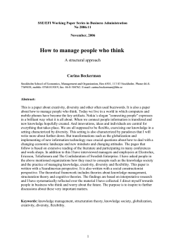 How to manage people who think  A structural approach Carina Beckerman