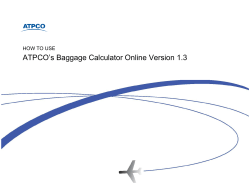 ATPCO’s Baggage Calculator Online Version 1.3  HOW TO USE