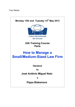 How to Manage a Small/Medium-Sized Law Firm  UIA Training Course