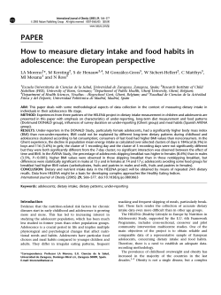 PAPER How to measure dietary intake and food habits in