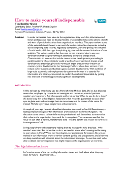 How to make yourself indispensable Tim Buckley Owen