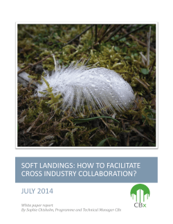 SOFT LANDINGS: HOW TO FACILITATE CROSS INDUSTRY COLLABORATION? JULY 2014 White paper report