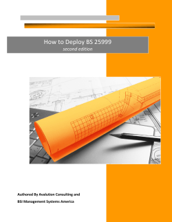 How to Deploy BS 25999 second edition Authored By Avalution Consulting and