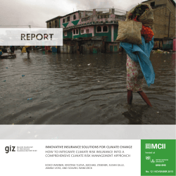 INNOVATIVE INSURANCE SOLUTIONS FOR CLIMATE CHANGE COMPREHENSIVE CLIMATE RISK MANAGEMENT APPROACH