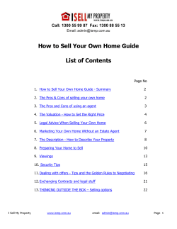 How to Sell Your Own Home Guide List of Contents