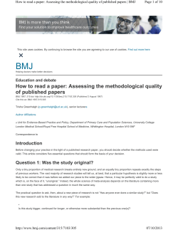 × BMJ How to read a paper: Assessing the methodological quality