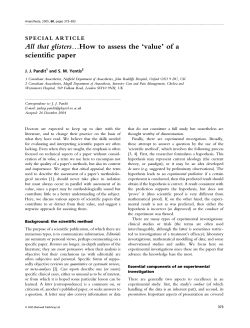 All that glisters…How to assess the ‘value’ of a scientific paper