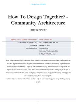 How To Design Together? - Community Architecture Szabolcs Portschy