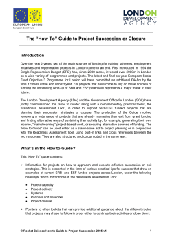 The “How To” Guide to Project Succession or Closure Introduction