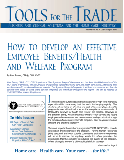 ow to develop an effective Employee Benefits/Health and Welfare Program H