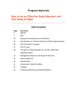Program Materials  How to be an Effective Board Member and